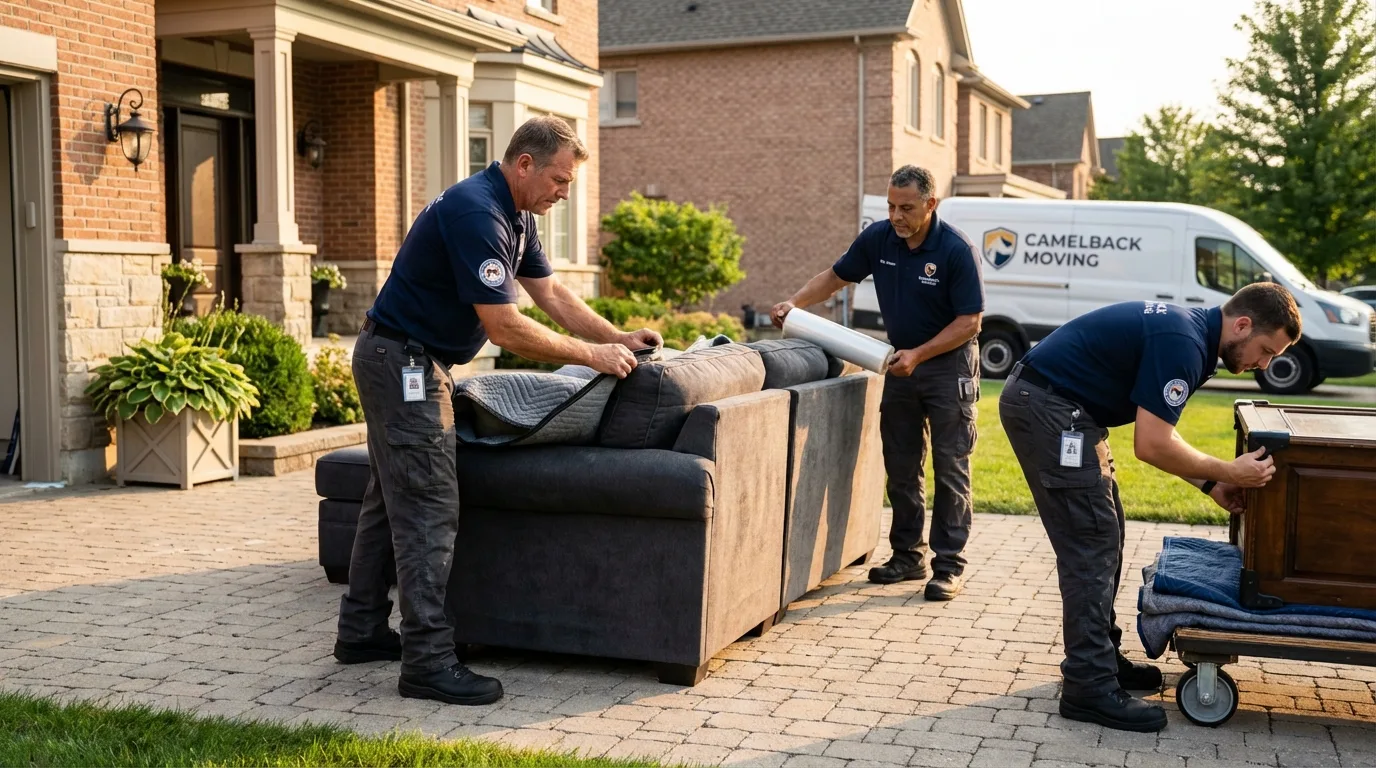 Large estate moving crew wrapping furniture in Hayes Center, NE