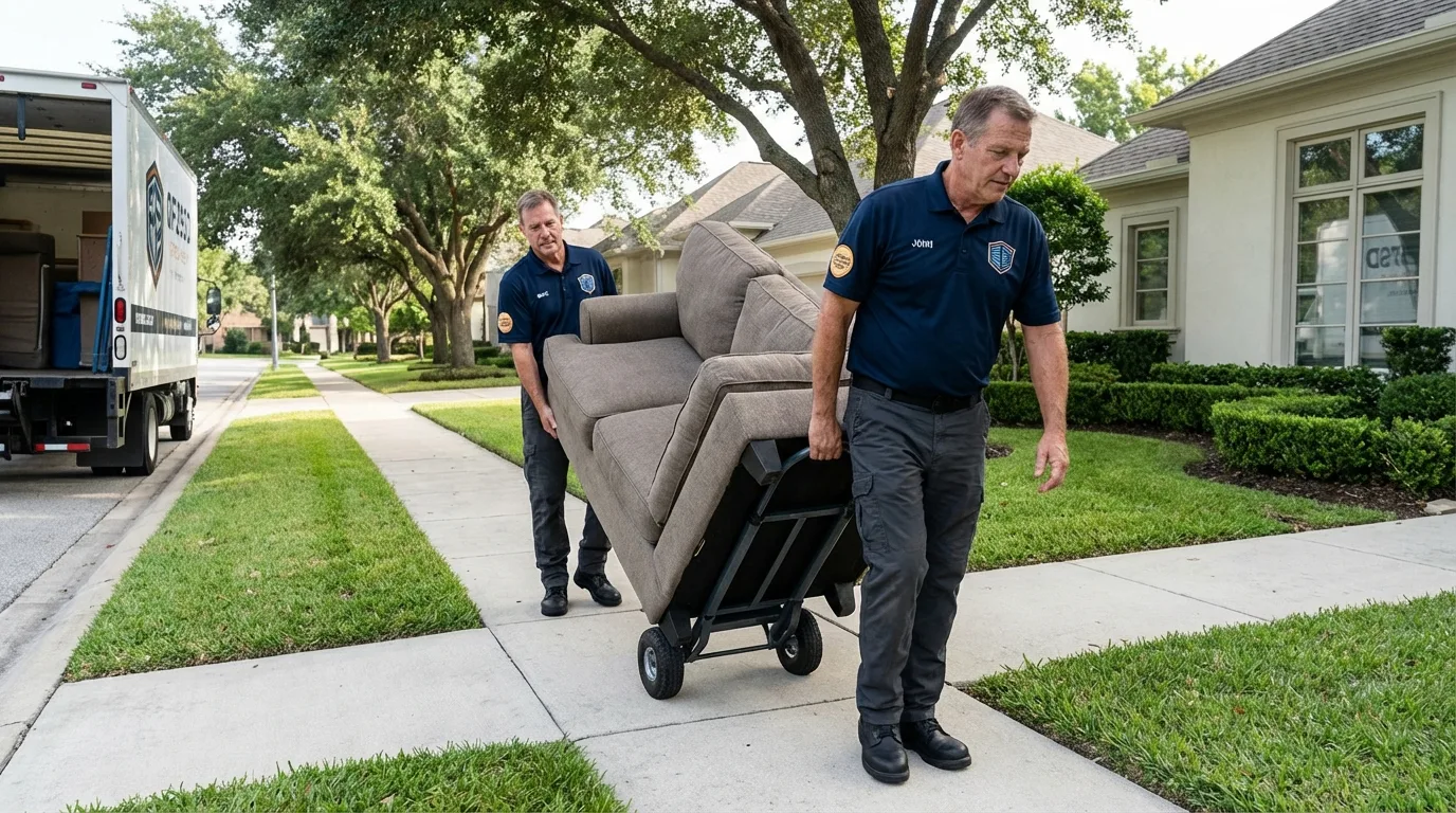 Local residential moving crew loading furniture in Hayes Center, NE