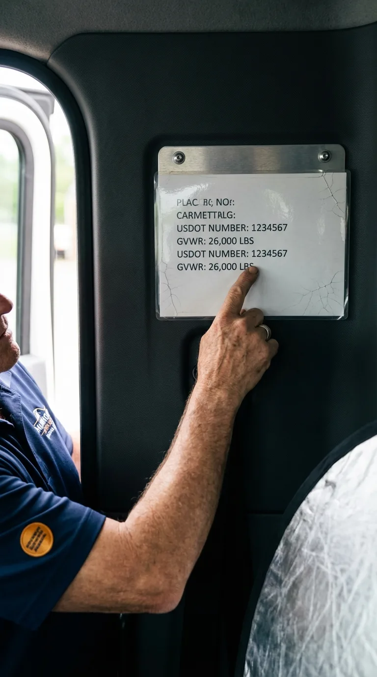 USDOT licensing placard verification in Hayes Center